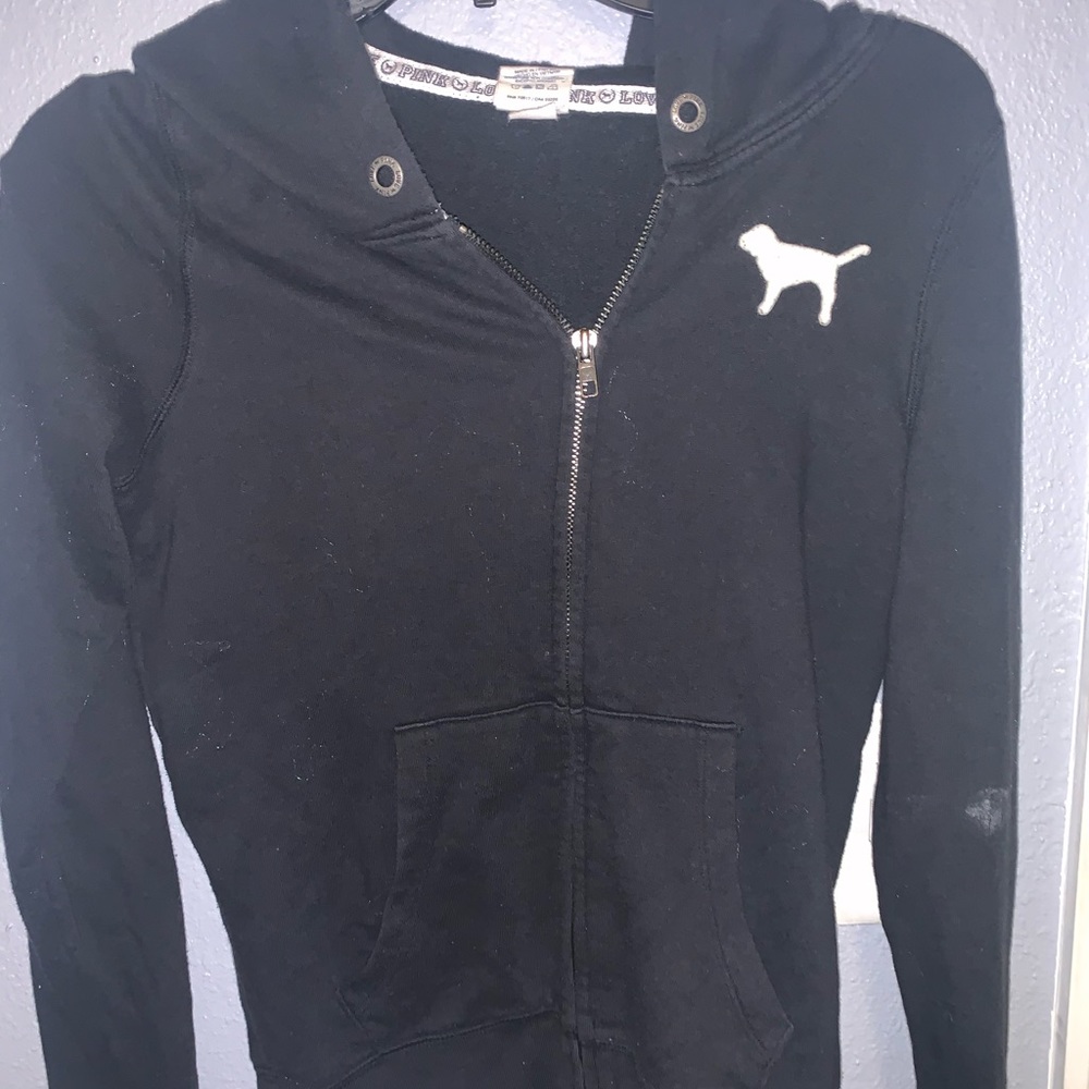 Black PINK hooded zip up sweatshirt
